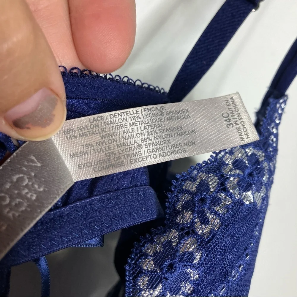 Victoria’s Secret‎ blue lace lingerie underwire size 34C